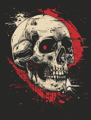 Skull T shirt Graphic Design. Skull on Grunge Background