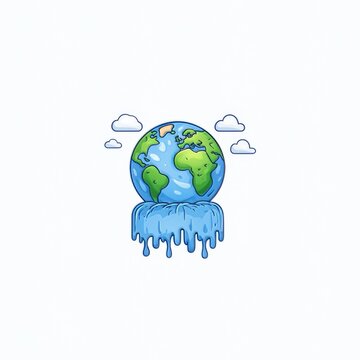 recommend clip art: Graphic illustration of a melting earth, global warming and climate change.
