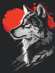 Wolf head vector illustration for t-shirt print or poster design.