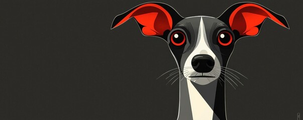 Fototapeta premium art illustration of a cute dog with colorful ears