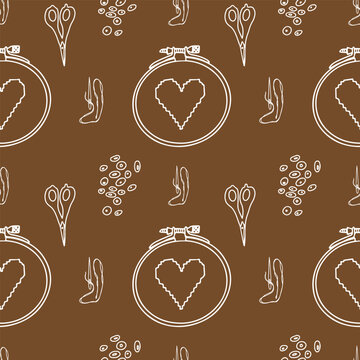 Embroidery doodle needlework pattern vector art