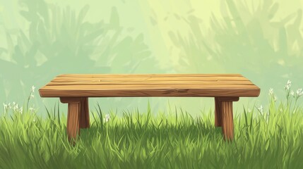 Empty wooden table set against a green backdrop ideal for showcasing products in a montage High quality image