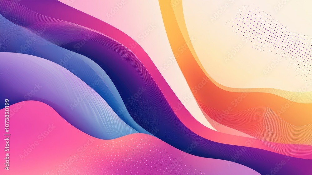 Poster abstract background artwork featuring gradient lines with 3d fluid shapes dynamic liquid curves crea