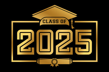 Hand drawn text illustration for class of 2025 graduation, class of 2025 badge.