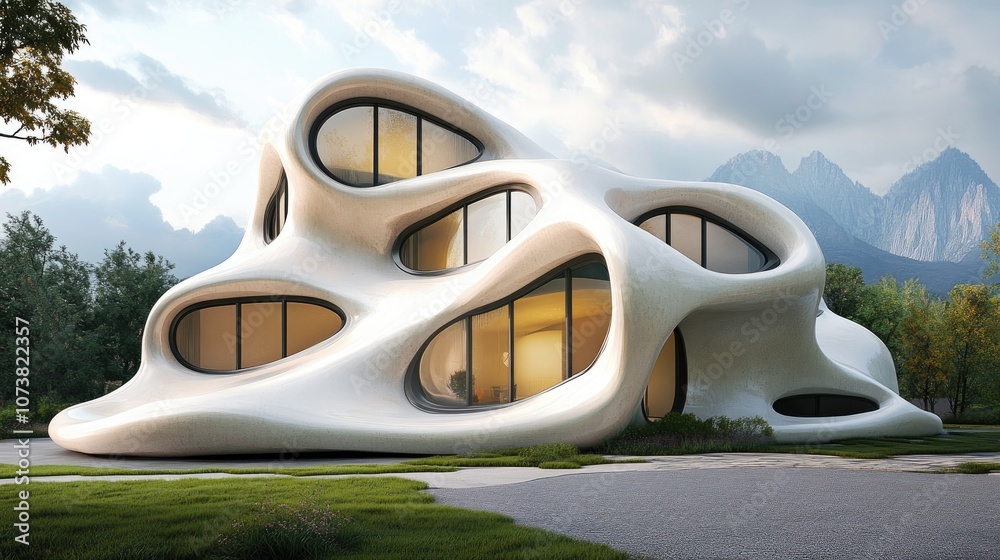 Poster organic architectural design exemplifying abstract forms and structures