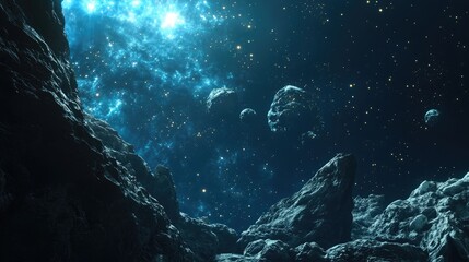 Obraz premium Awesome science fiction render featuring deep space in a 3D cartoon style