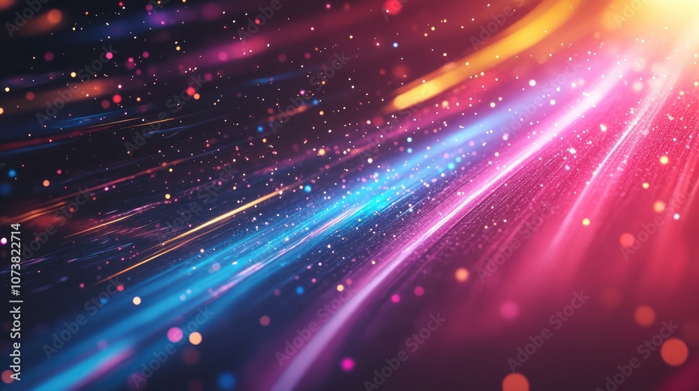 Poster futuristic light streaks create an abstract background simulating warp or hyperspace motion with sta