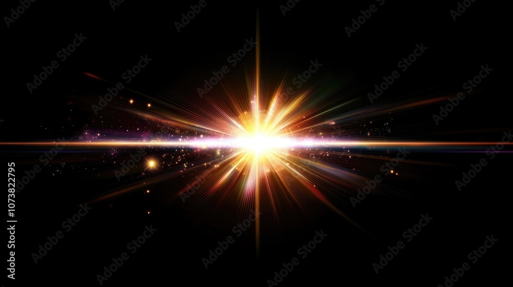 Canvas Prints abstract sunburst with digital lens flare effect on a dark background