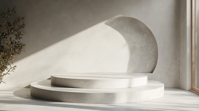 Minimalist abstract podium for product presentation in 3D rendering