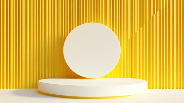 Podium against a yellow backdrop Abstract geometric minimalism 3D rendering illustration