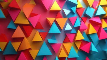 Fototapeta premium Abstract colorful triangular background featuring 3D rendered triangles ideal for use as a wallpaper or in business templates