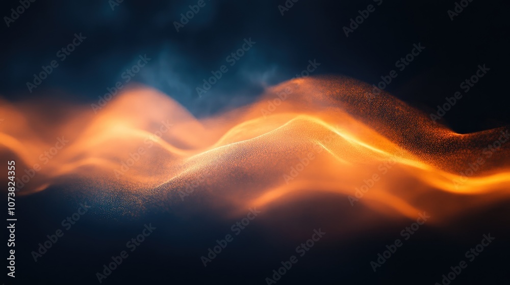Wall mural soft luminous waves on a blurred dark background create an abstract and mysterious atmosphere