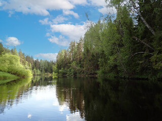 Fototapeta premium Exploring the Remote Beauty of the Upper Volga River in Russia