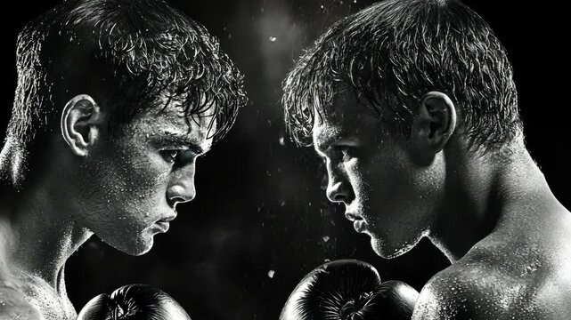 Two boxers face each other in the ring, ready for the fight