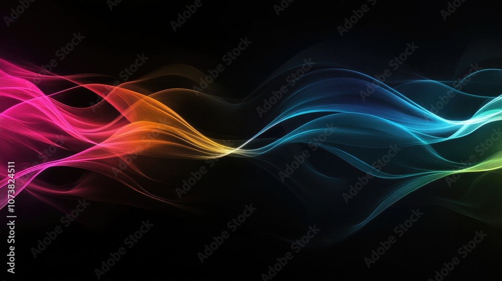 Aufkleber abstract background featuring smooth multicolored lines against a dark backdrop design element with 