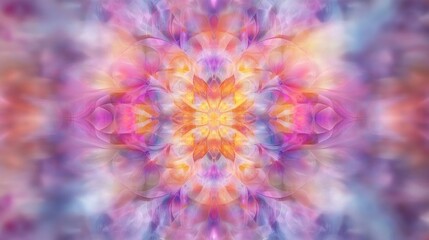 An abstract background featuring a vibrant kaleidoscope pattern