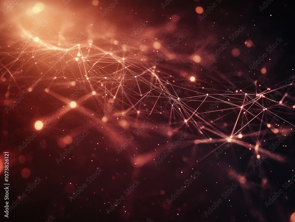 Poster futuristic motion graphic background showcasing the connection of networks and atomic science in an 
