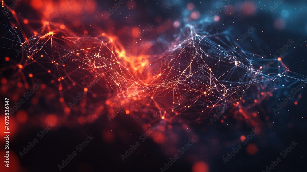 Poster an abstract background featuring a network of interconnected nodes