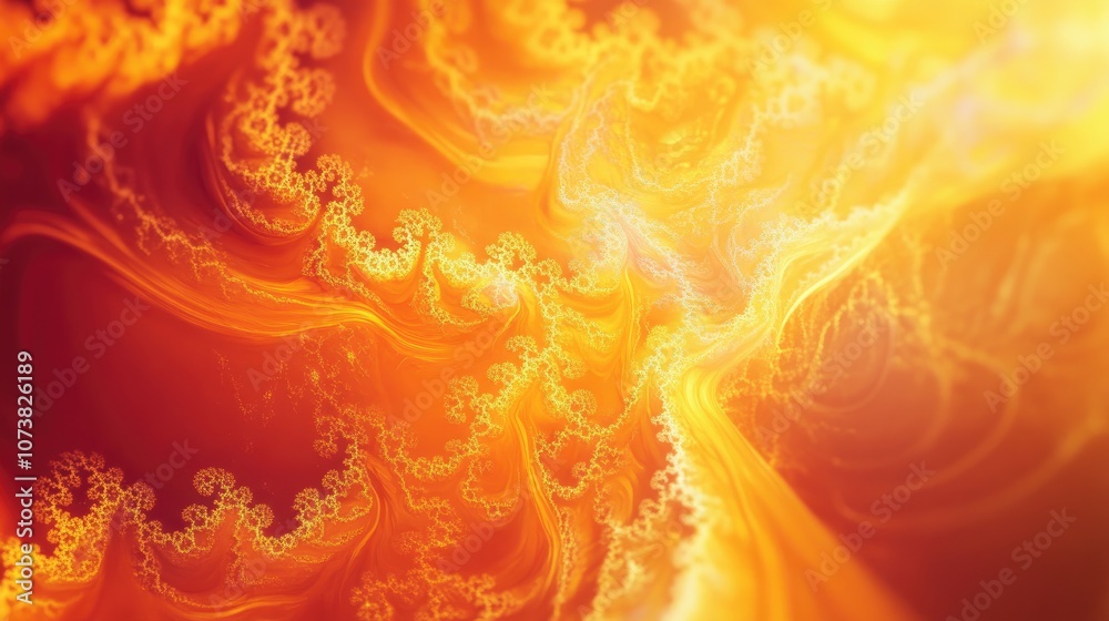 Poster abstract background featuring a vibrant orange and yellow color palette with intricate raster fracta