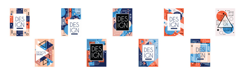 Original Cover and Flyer Design with Geometric Shapes and Forms Vector Set