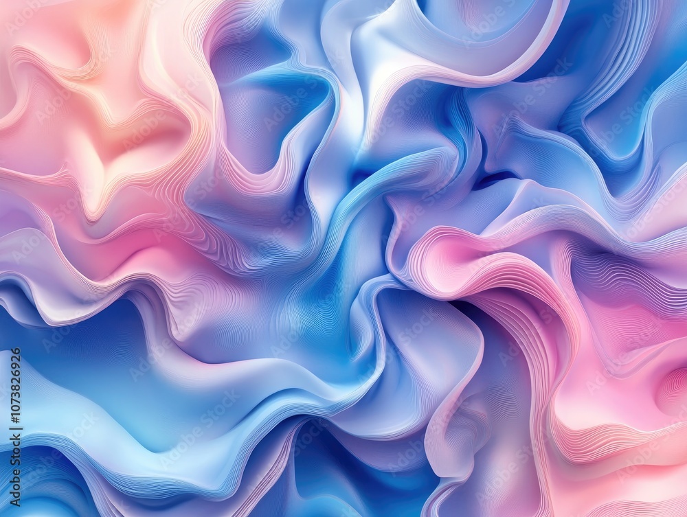 Poster abstract background featuring swirling blue and pink waves with flowing liquid lines creating a dyna