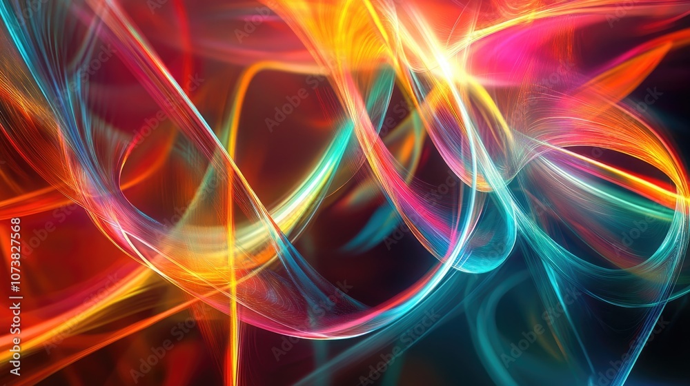 Poster abstract colored lines created with light a resource for designers features 3d illustration or rende