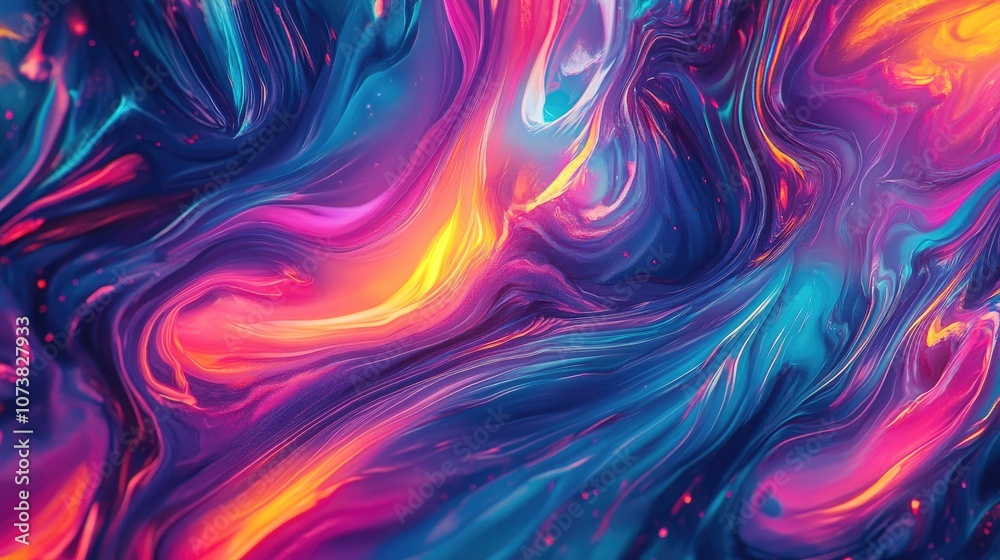 Poster abstract background featuring a psychedelic fractal with a textured appearance created by colorful b