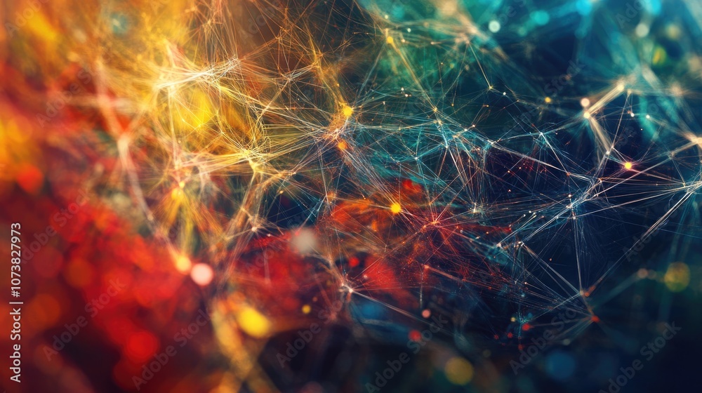 Poster an abstract background featuring a network of interconnected nodes