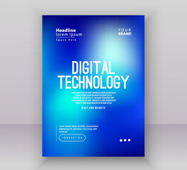 Poster brochure cover banner presentation layout template, Technology digital futuristic internet network green blue gradient background, Abstract cyber future tech, Ai big data business vector