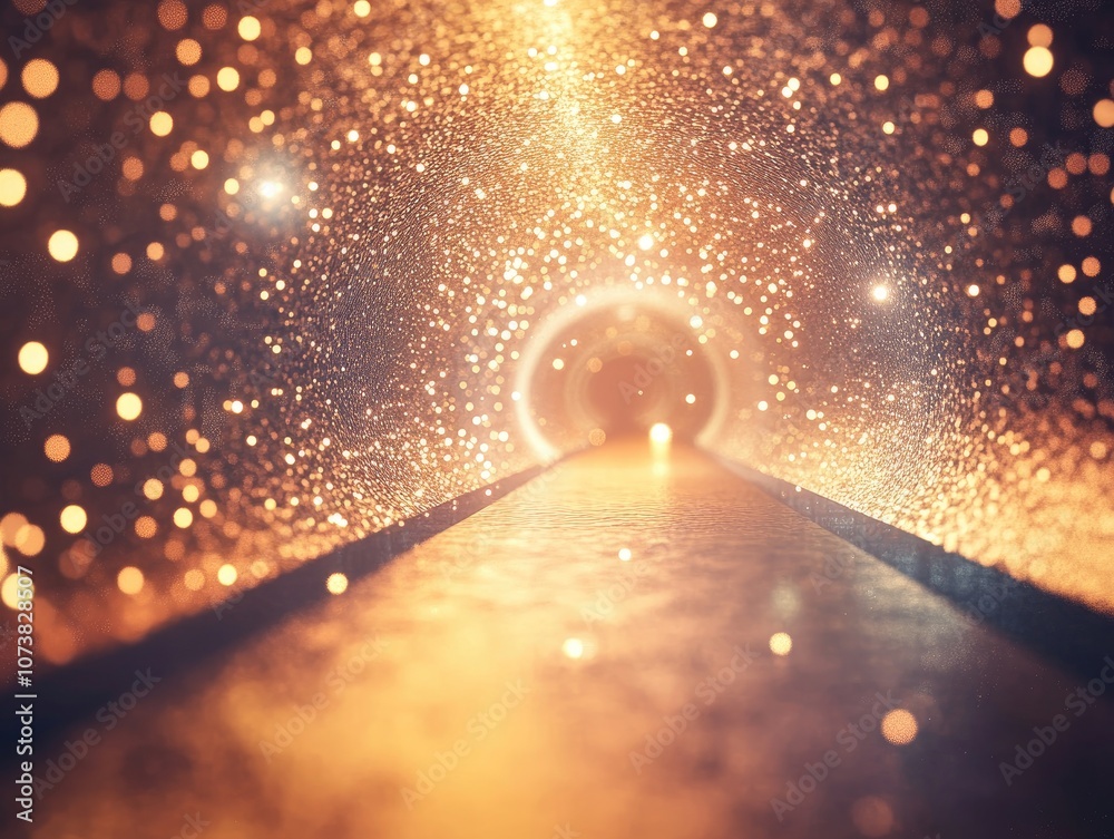Wall mural abstract background showcasing a tunnel made of particles rendered in 3d