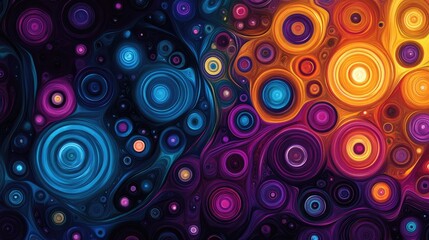 Vibrant circles in various colors create a dynamic and enchanting abstract background