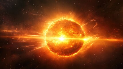 Obraz premium Stunning solar flare showcasing energy streams and luminosity from the sun emphasizing solar activity and its crucial influence on space weather