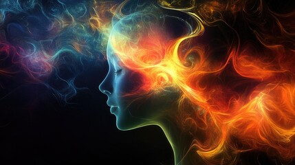 Abstract colorful figure composition on a dark background featuring fractals and computer graphics suitable for websites banners applications and animations