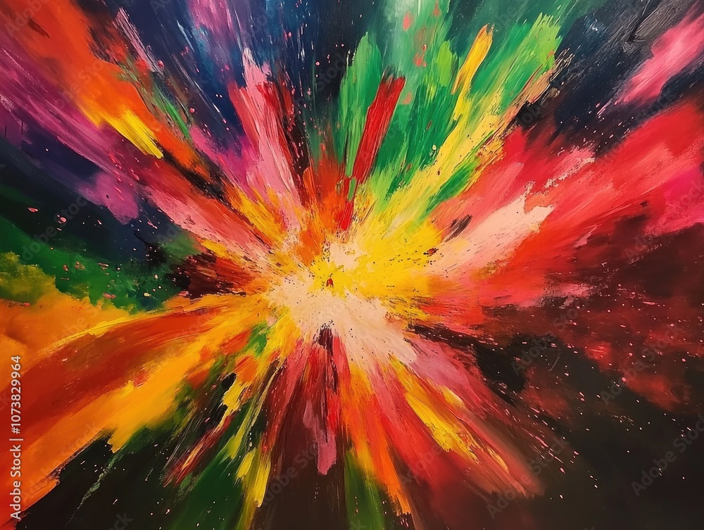 Poster abstract explosion of colors creating a dynamic and intriguing background art piece