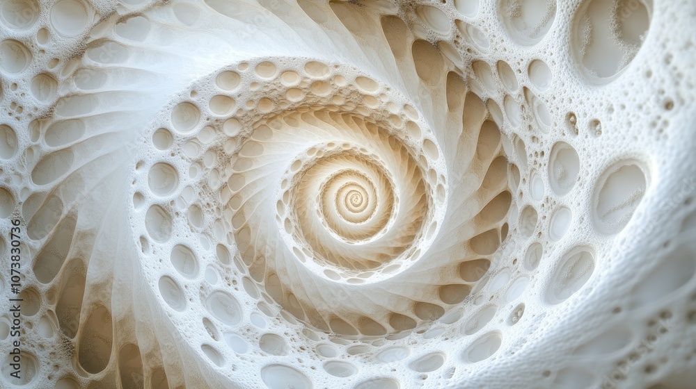 Poster abstract spiral fractal design featuring an intricate endless pattern that showcases self similarity
