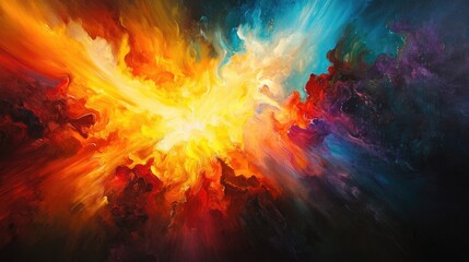 Vibrant radiant light bursts illuminated against a dark backdrop