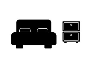 Bed icon on white background. Vector illustration