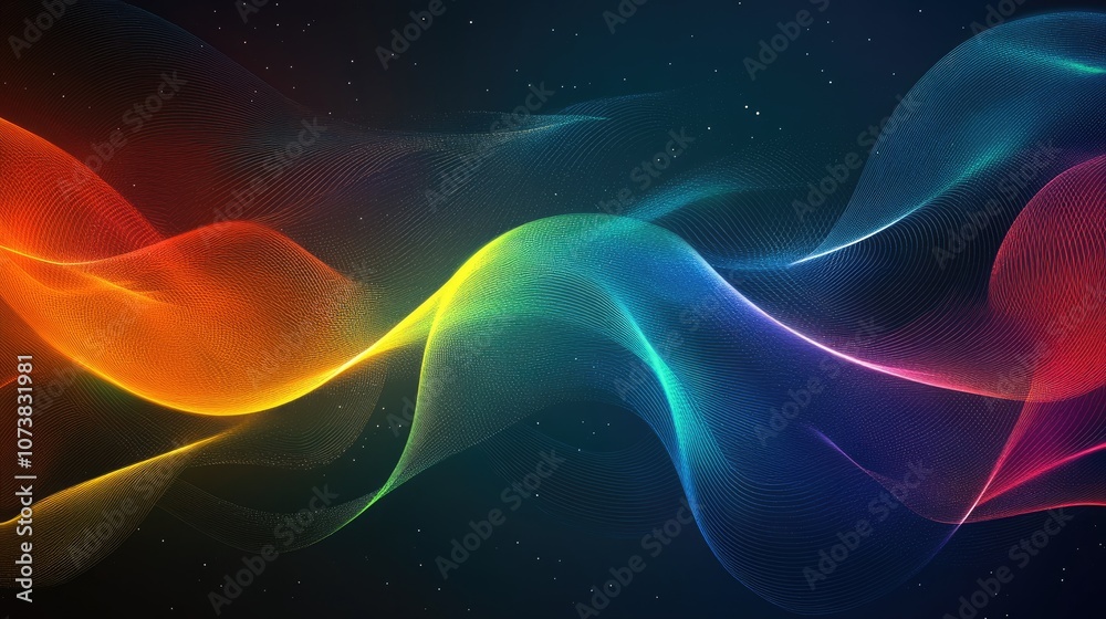 Poster abstract multicolored light background featuring flowing wavy lines creating a captivating futuristi