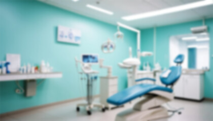 Blurred dental clinic background. Defocused interior of modern dental office.

