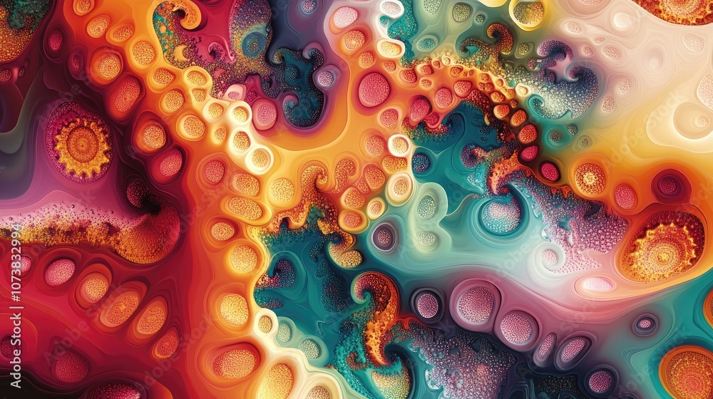 Poster fractal based abstract design featuring intricate patterns and vibrant colors