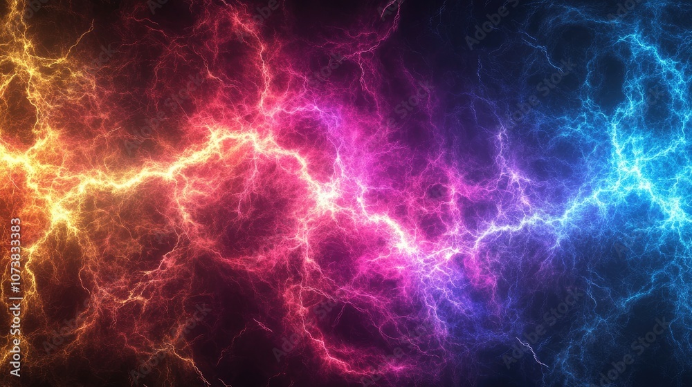 Canvas Prints abstract colorful lightning fractal on a dark background