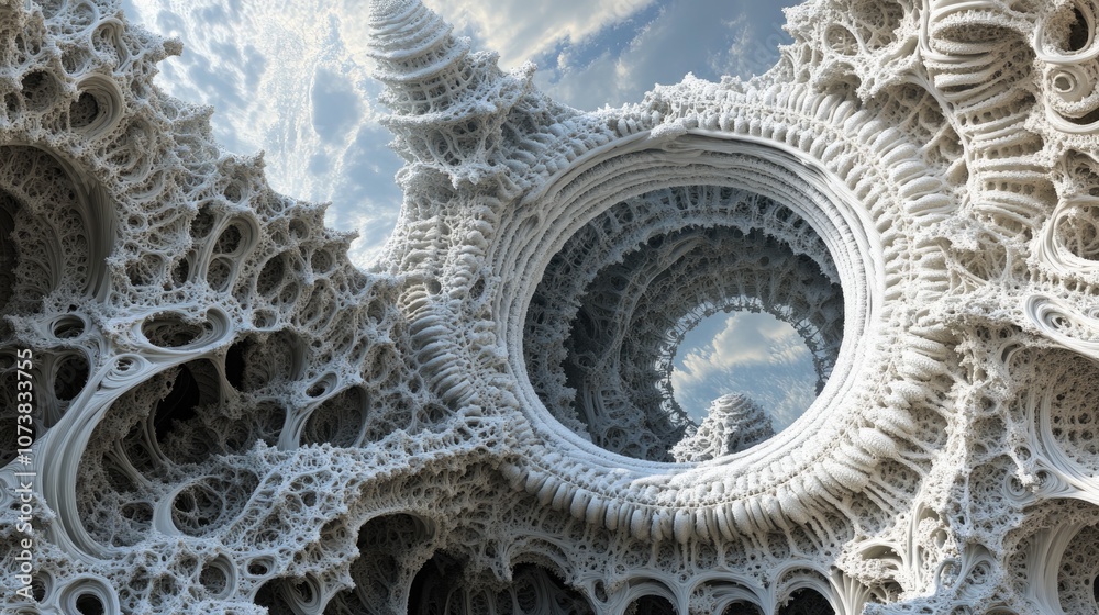 Aufkleber an abstract fractal design created by computer generation showcasing a never ending pattern that exh