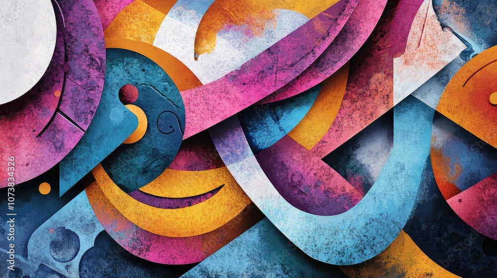 Poster abstract composition featuring decorative shapes and fractal elements exploring themes of design ima
