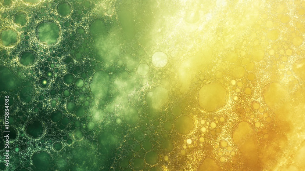 Wall mural abstract background featuring a green and yellow color palette with intricate raster fractal graphic
