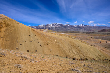 Mars. Multi-coloured rock formations. Tourist place, Mountain Altai.