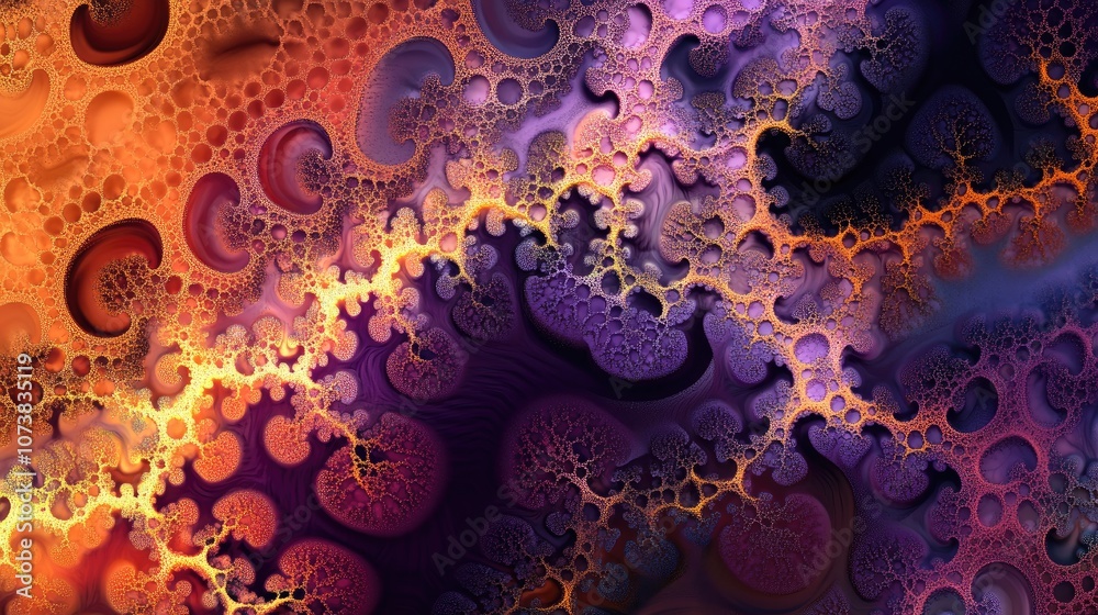 Poster abstract fractal design featuring infinitely complex patterns that maintain self similarity across v