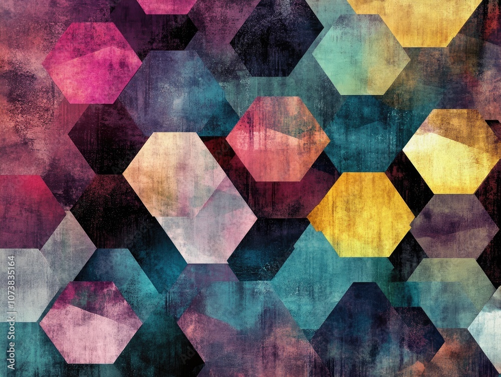 Poster abstract geometric background featuring hexagonal shapes in a raster format