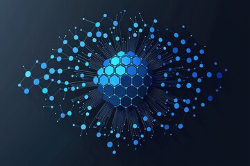 Abstract with blue hexagons and network connections