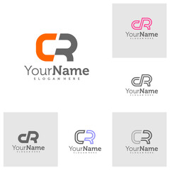 Set of Modern letter CR logo design vector. Creative CR logo concepts template