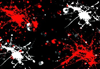 Red and white paint texture on a black background